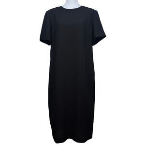Leslie Fay Womens Black Midi Dress Size 16 Short Sleeve Minimalist Classic